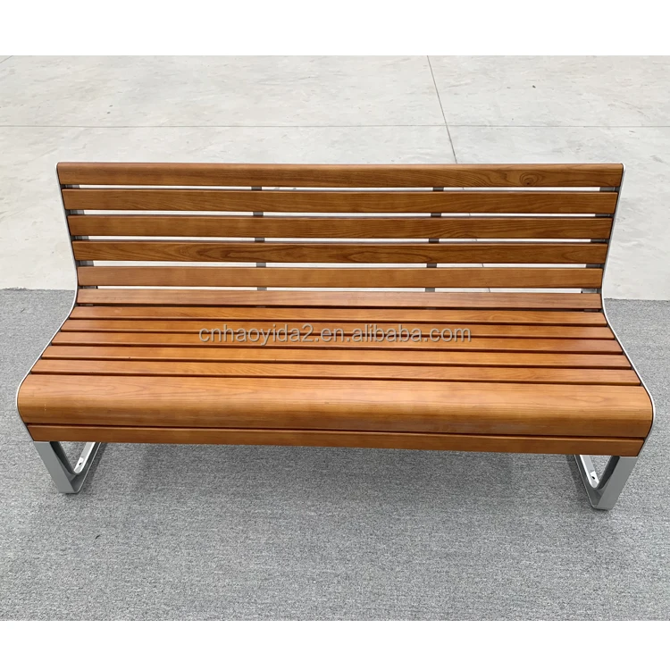 Customized Wood Bench with Backrest Outdoor Garden Park WPC Wooden Benches