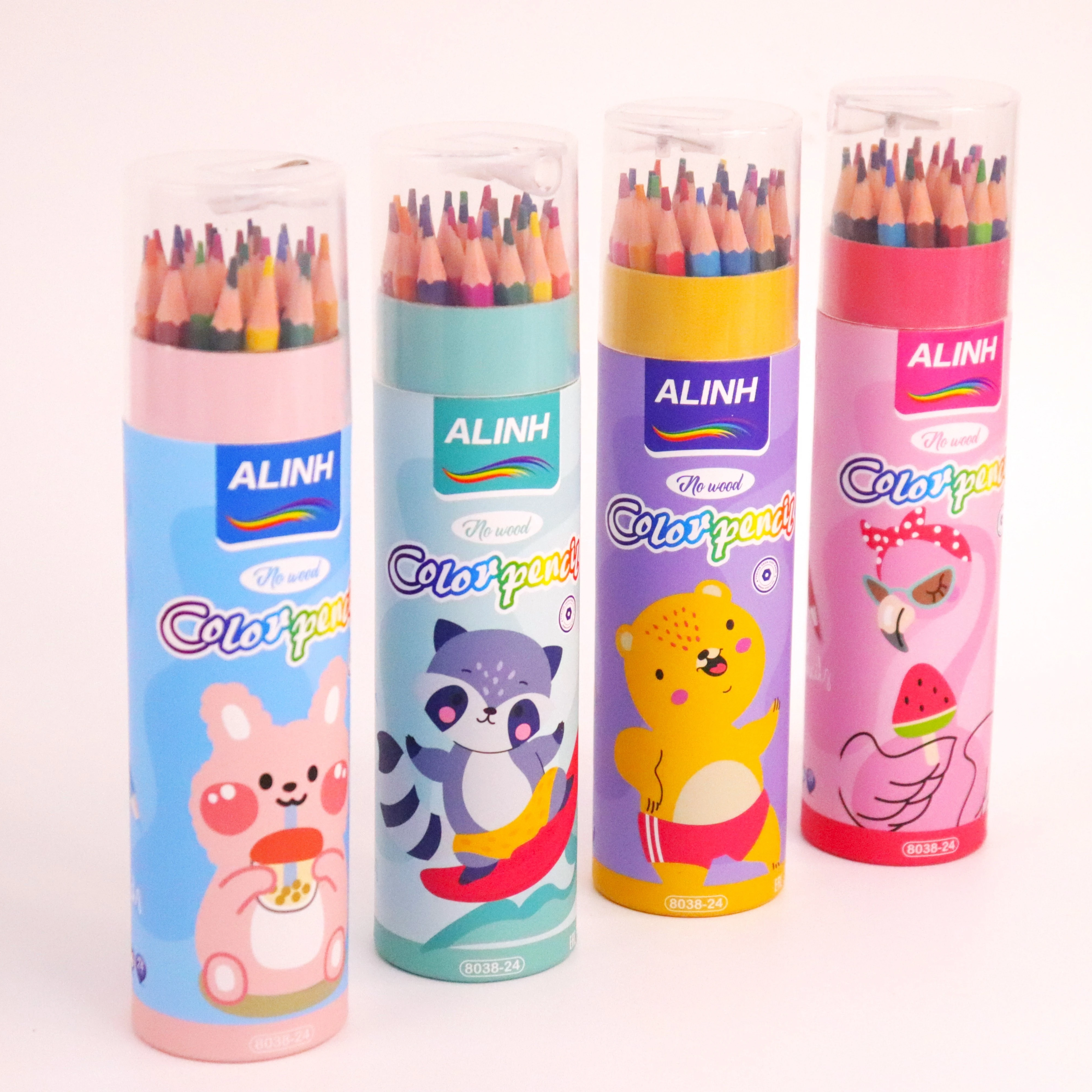 Colored Pencil set 24 Colors with Pencil Sharpener No Wooden Advanced Professional Art Drawing Soft Core Pencils