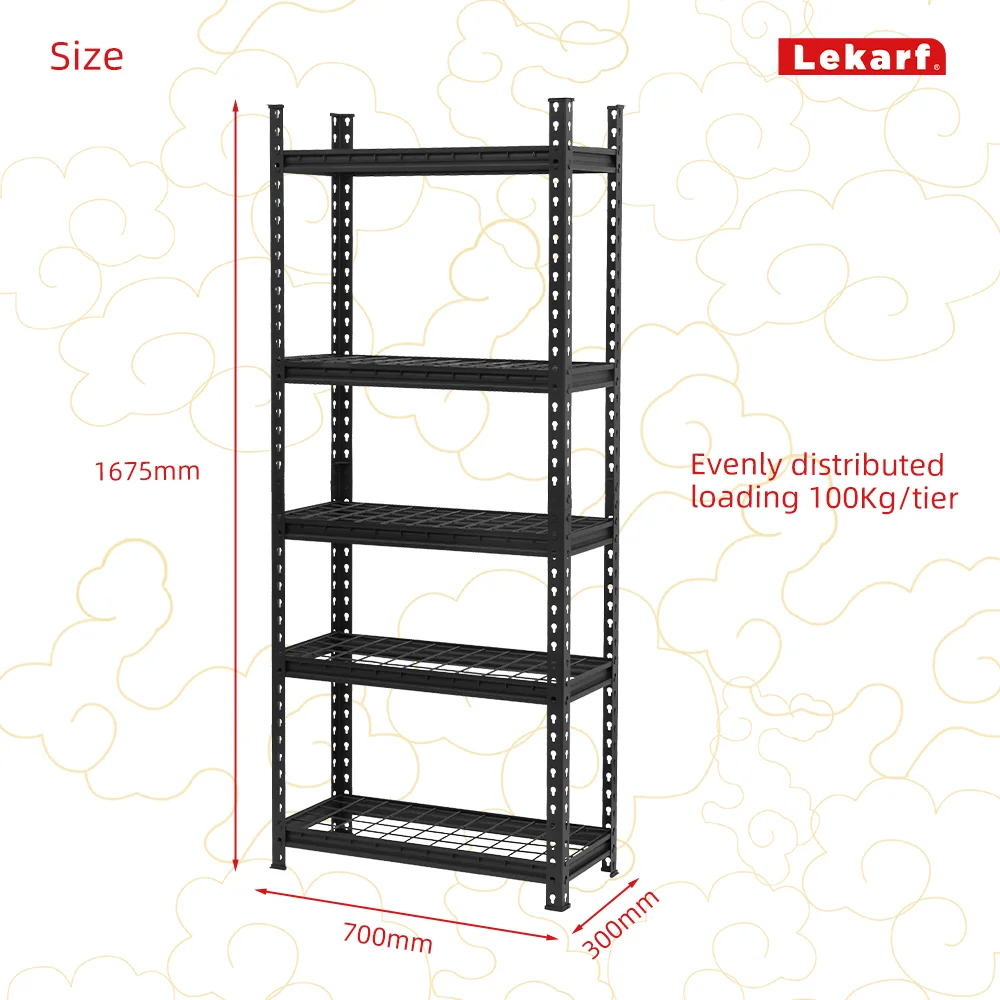 5 tier boltless metal shelves storage shelving unit garage warehouse steel mesh shelf