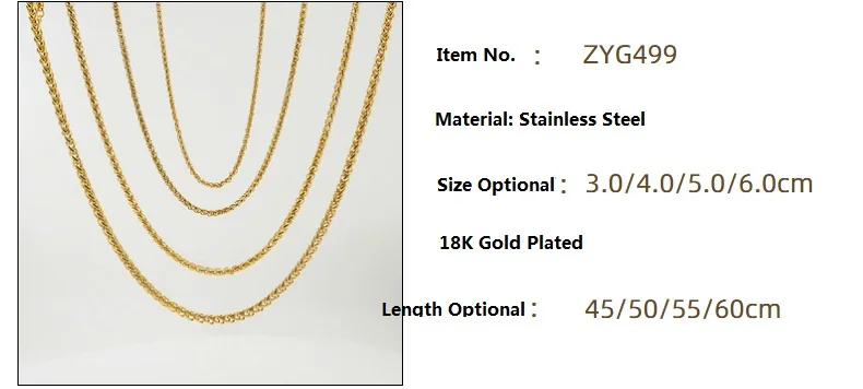 Hot Sale Fashion Hip Hop Keel Chain 18K Gold Plated Stainless Steel Necklace for Men and Women
