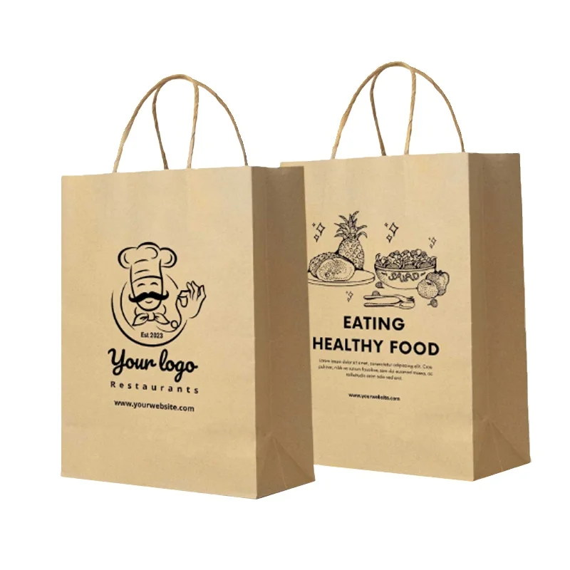 good price Eco-Friendly Custom Logo Printed  Fast Food Takeaway Bags Coffee Packaging Paper Bags Printing