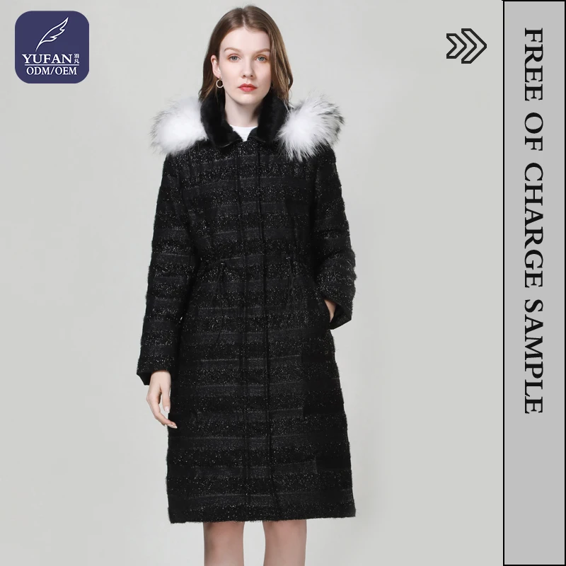 YuFan Women casual Wear The Latest Shiny Custom OEM Service New Design Tech Wear Fur Down Jacket New Arrival Women Wear Jacket