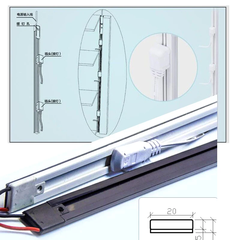 LED24V12V ultra bright shelf lamp bar strong adsorption magnet hard lamp bar ultra thin cabinet iron strip lamp