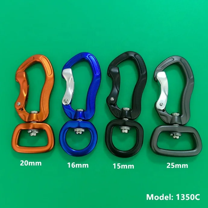 Rotating 7075 Push Gate Aluminum Swivel Carabiner Clip Hook for Pet Dog Leash harness, Camping, Hiking, Key chains
