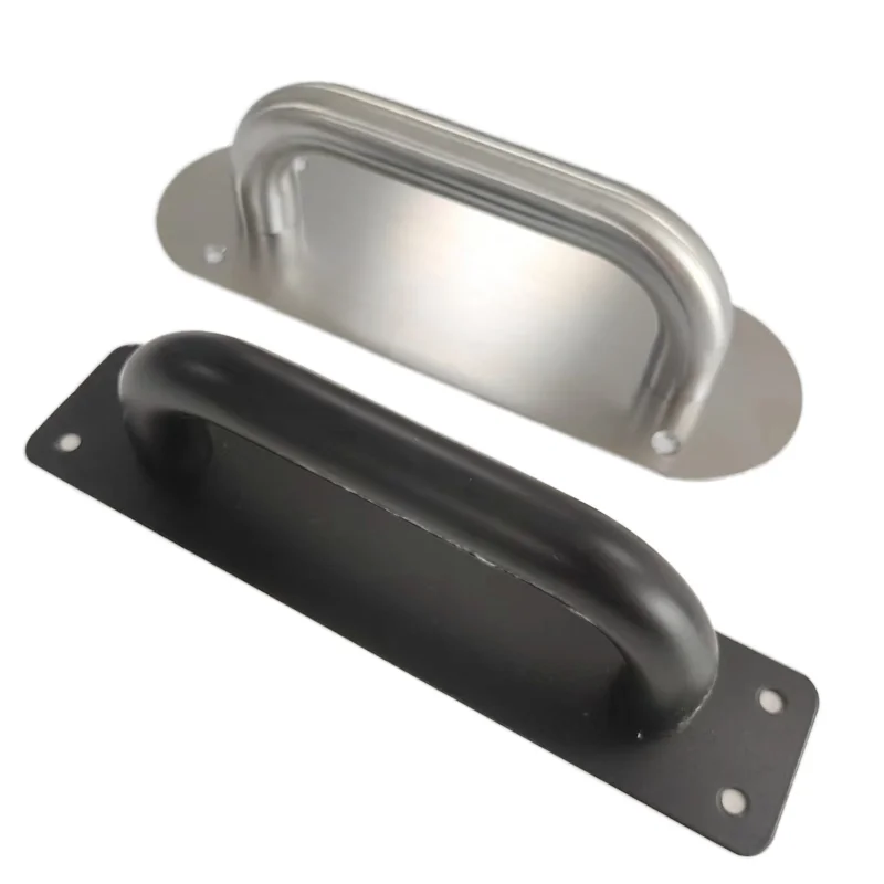 Custom Good Powder Coated Steel Aluminum Gate Door Handle Home Office Hotel Barn Door Stainless Steel Push Pull Handle Plate