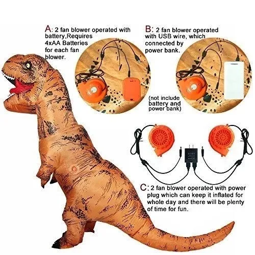 T Rex Inflatable Costume Halloween Animal Suits Anime Cosplay Dinosaur for Adult Men Women Kids Dino Cartoon Halloween Costume