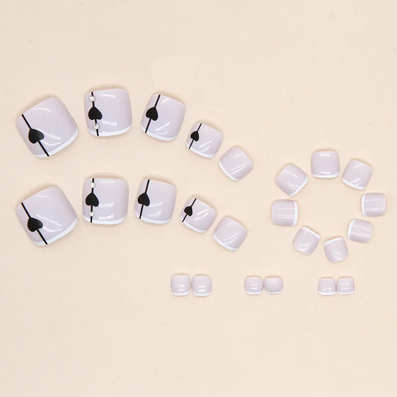 F060 Toe Nail Manicure Punk Style Nail Art Finished Toe Nail Patch Acrylic False Toes Art Tips Toenails