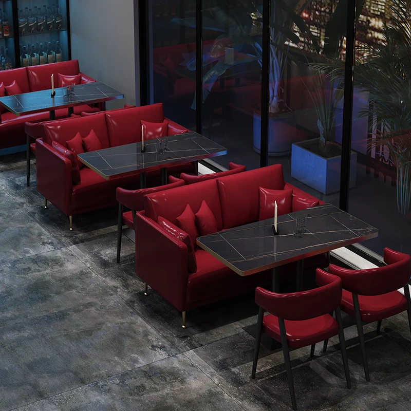 Bar cafe black rock plates table and chair catering booth sofa furniture for music bar barbecue shop milk tea shop