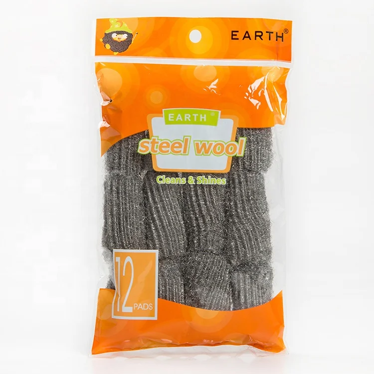 Wholesale cheap factory price 12 rolls/opp bag safe quality kitchen steel wool scrubber for dishes