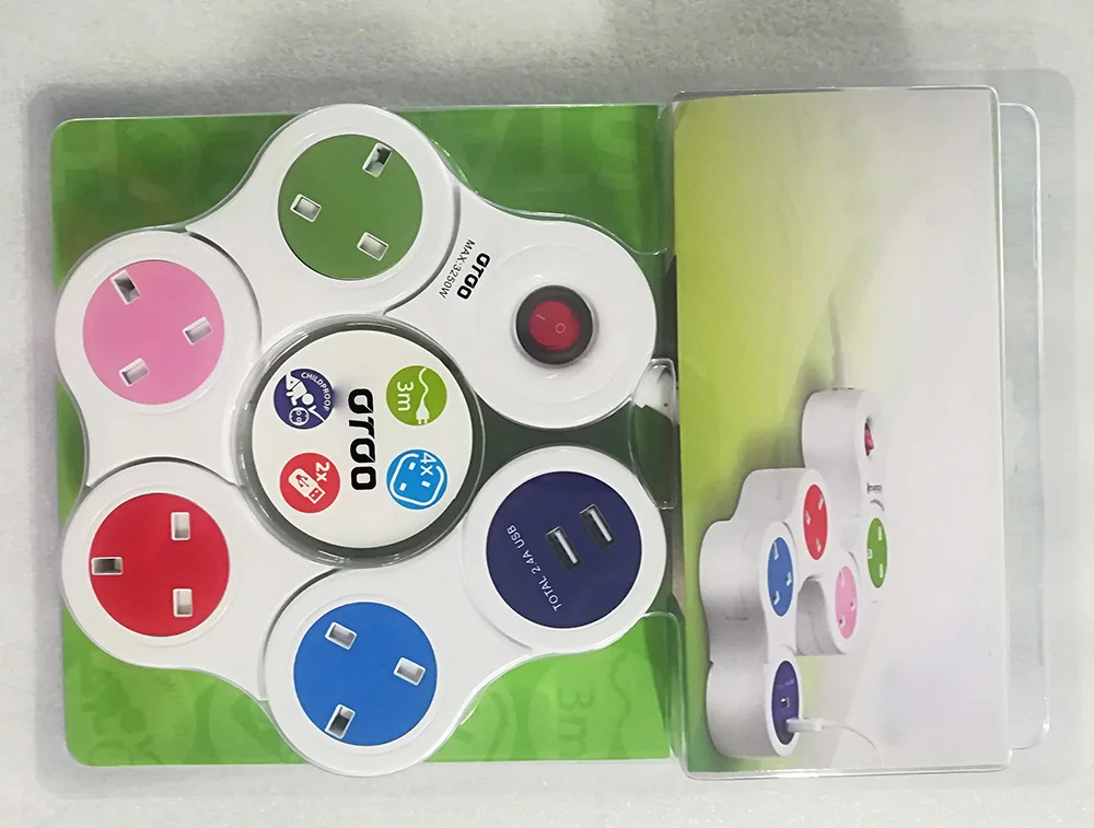 G-MARK BS-CE Extension Lead Flexible Surge Guard with USB Ports Newest Design Extension Lead