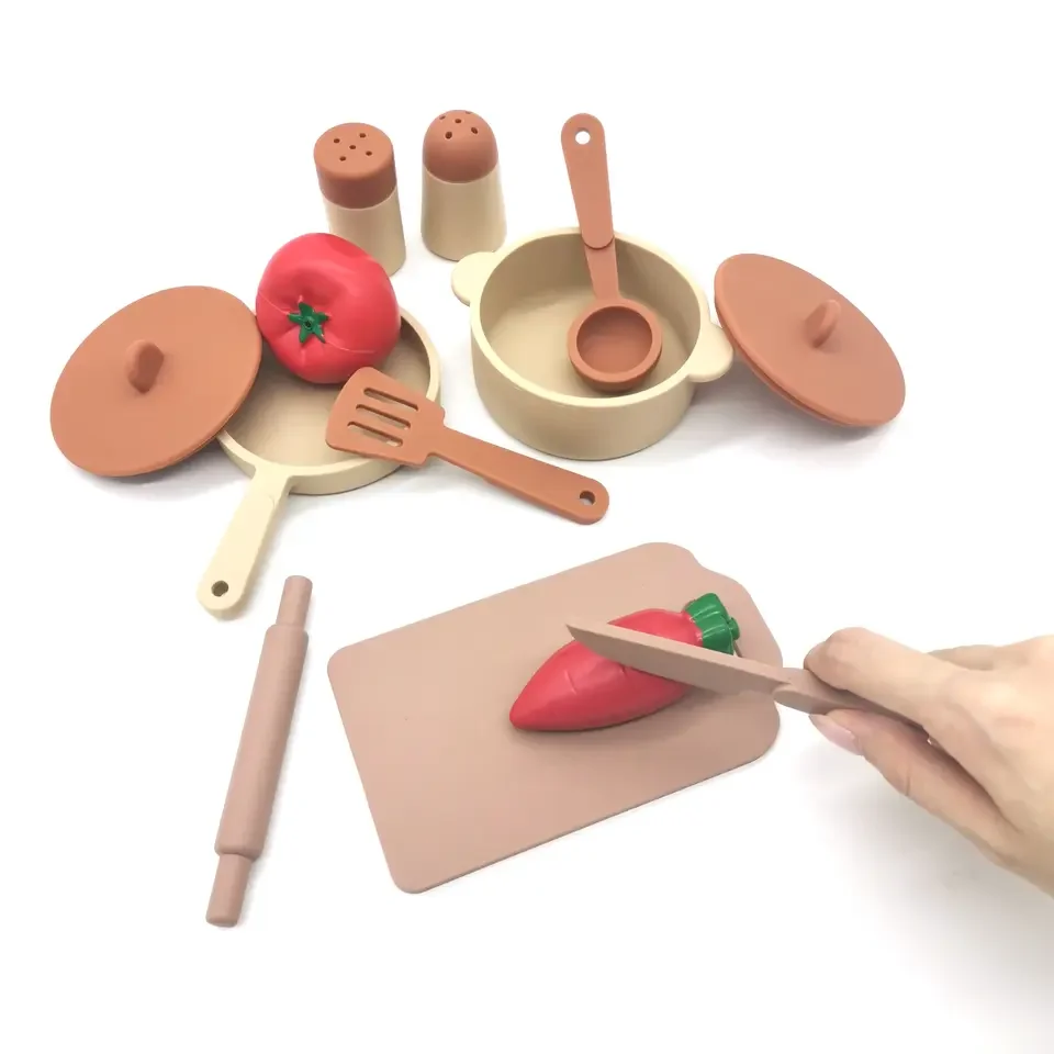 Pretend Play Cook Kitchen Toy Sets for Kids Educational DIY Creative Silicone Kitchen Play Set