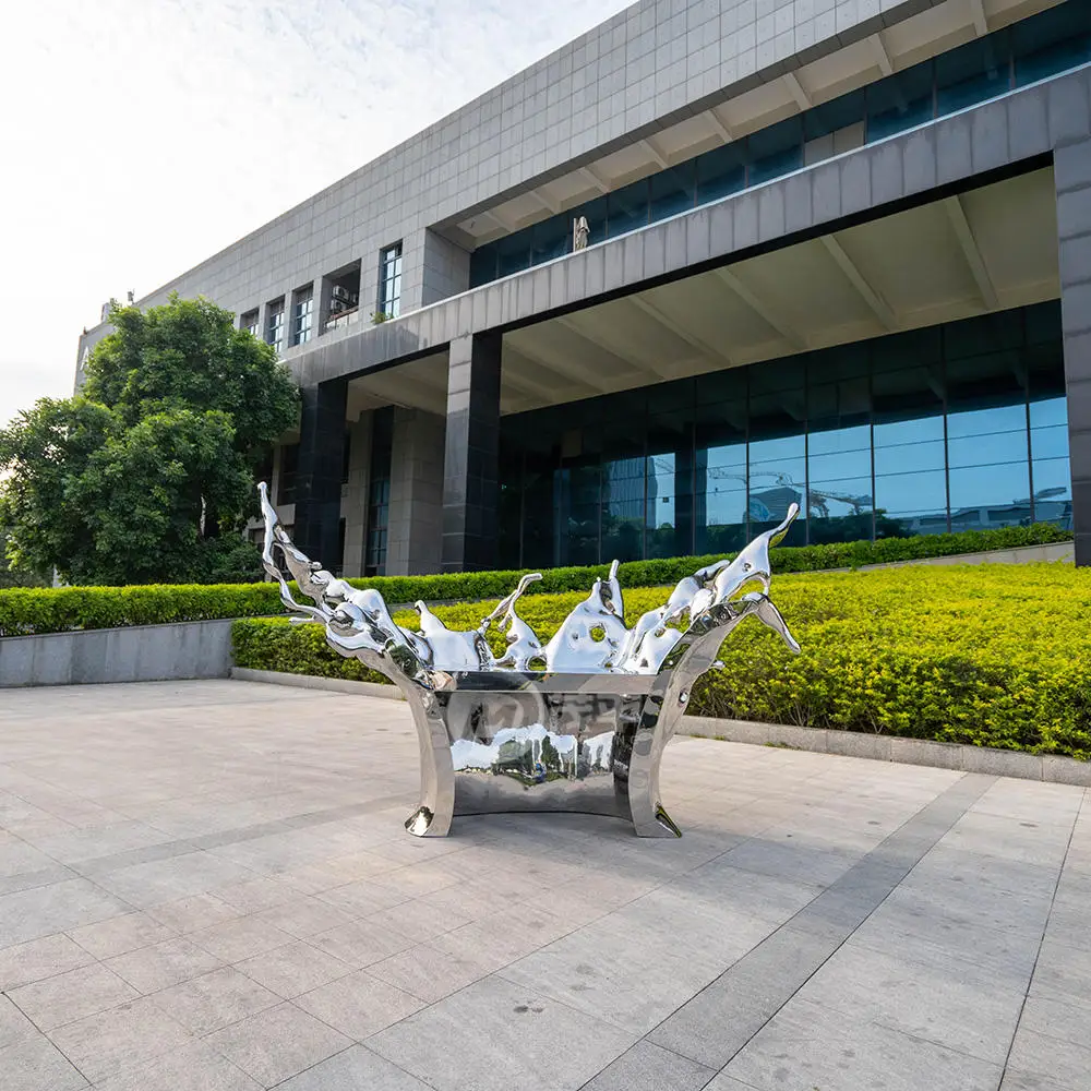 Custom Size Modern Luxury Artistic And Creative Stainless Steel  Mirror Polished Company Front Desk Ornaments Metal Sculpture