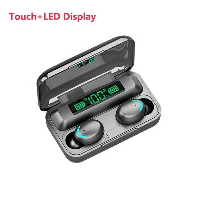 Mini Digital Display Earpod 2000mAh Charger phone wireless stereo earphone earbuds F9-5C tws stereo music headset