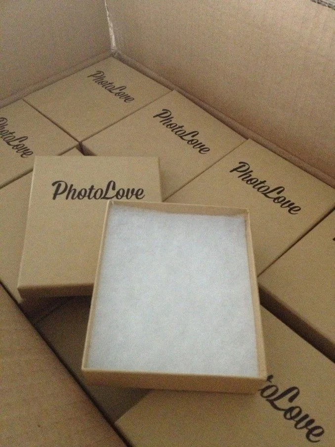 #32  Wholesale 2 Pieces Paper Jewelry Kraft Brown Cotton Filled Box For Gift Package Earring & Bracelet Box