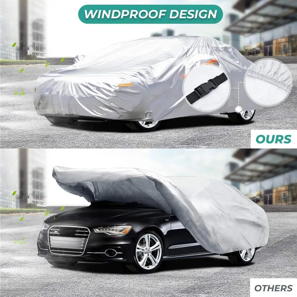 All Weather Car Cover 6 Layer Breathable UV Protection Waterproof Dustproof Universal Fit Full Car Covers