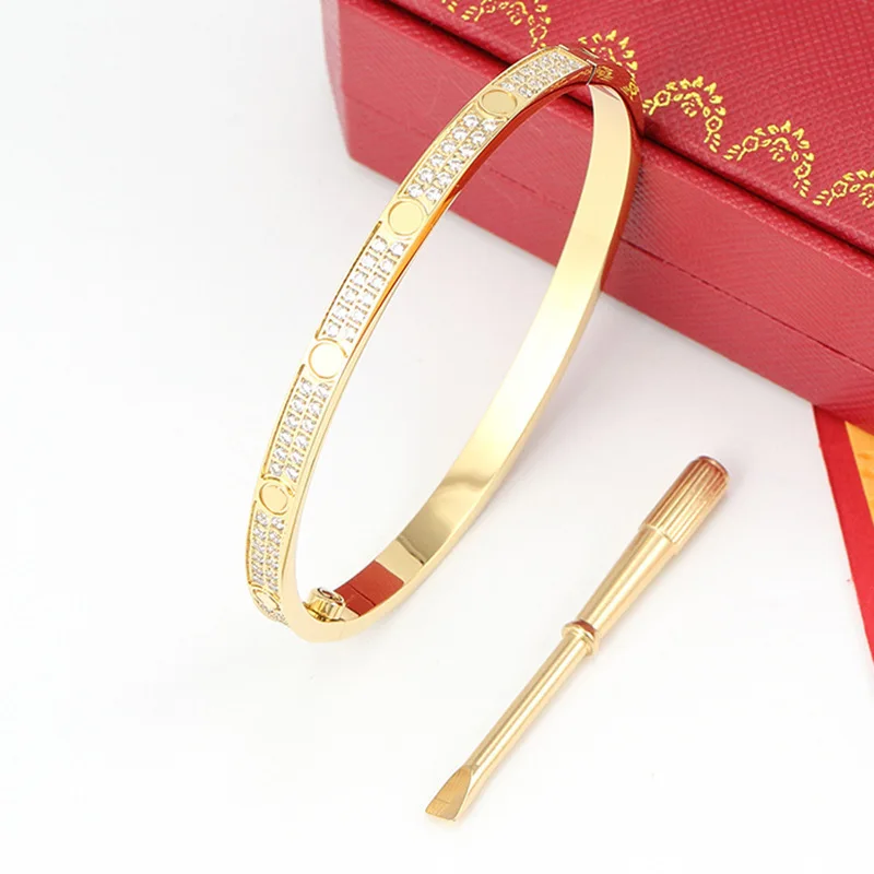 
Classic Engagement Love Screw Cuff C Bangle Bracelet Ason Stainless Steel Jewelry for Women high quality diamond Bracelet 