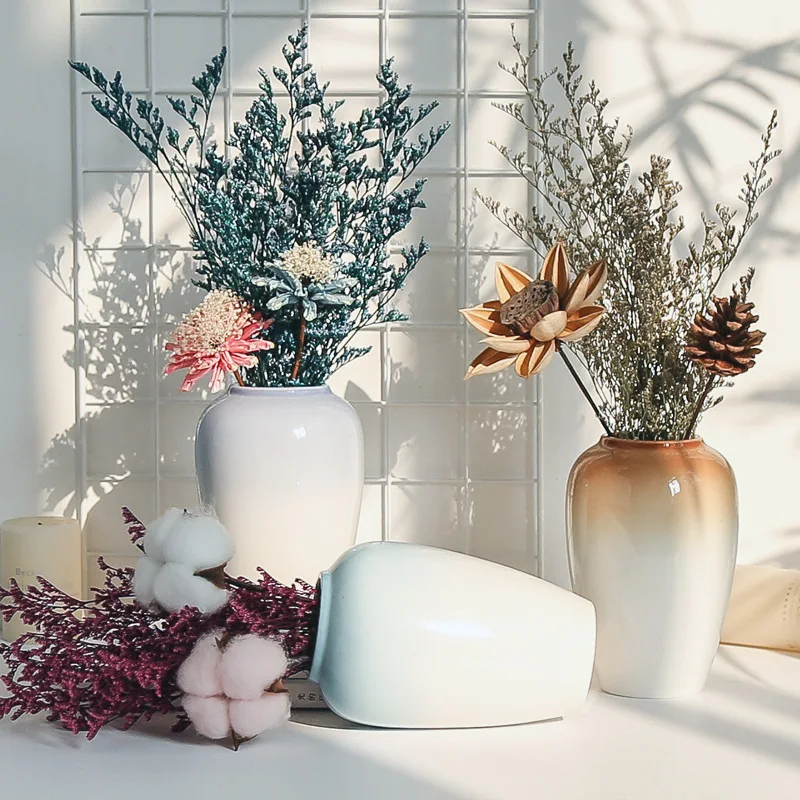 Creative Colorful Ceramics Vase Home Ornaments Tabletop Vases Home Decorations Craft Gifts