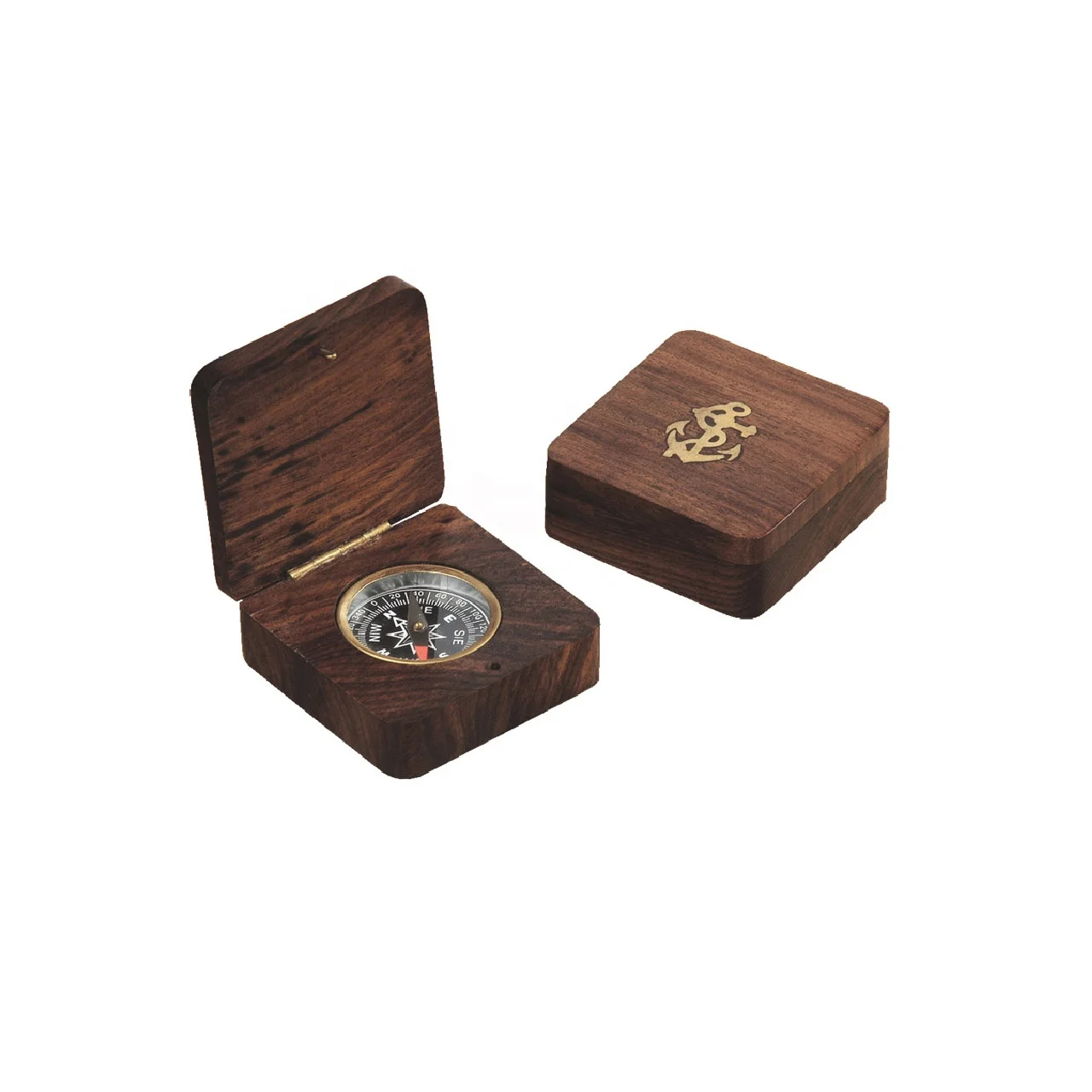 wooden pocket compass