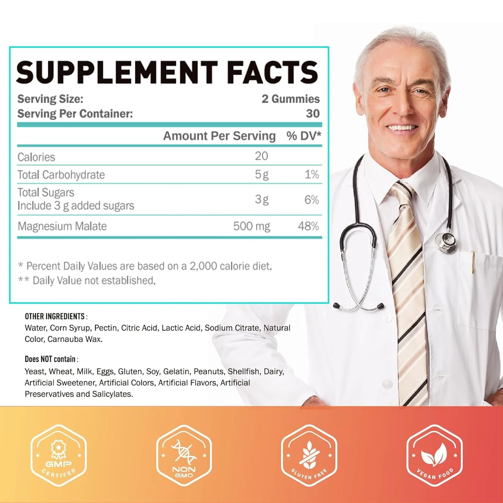 Private Your Label Magnesium Malate Gummy Sleep Muscle & Heart Relaxation Magnesium Citrate/Magnesium Glycinate