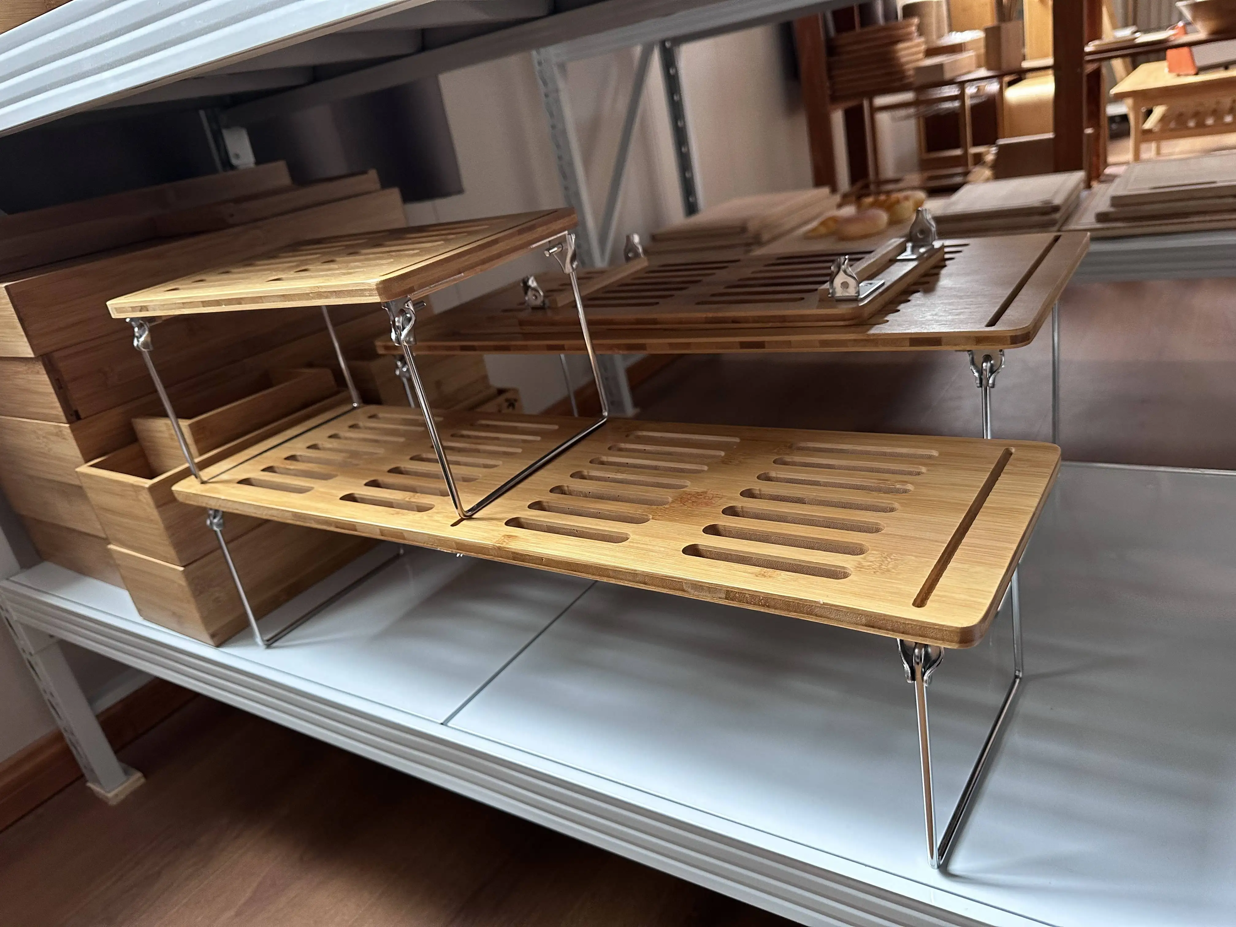 Tableware Holder Kitchen Storage Organizer Shelves Bowl Dish Drying Rack Drain Plate Rack Bamboo 2-Tier Dish Racks