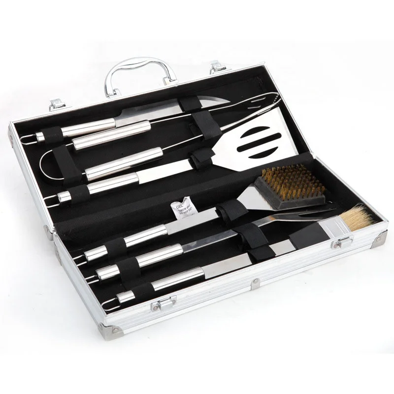 Wholesale high Quality outdoor stainless steel barbecue tool 6 pcs utensils bbq tools