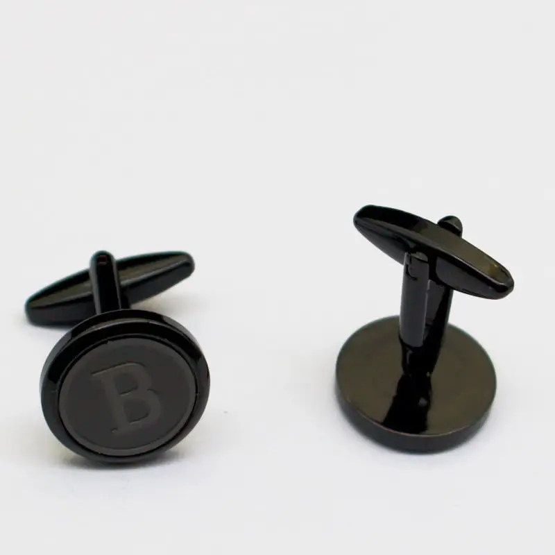 2024 new boyi Factory Customized 26 Letter B Black CufflinksSuitable for business dinners and weddings