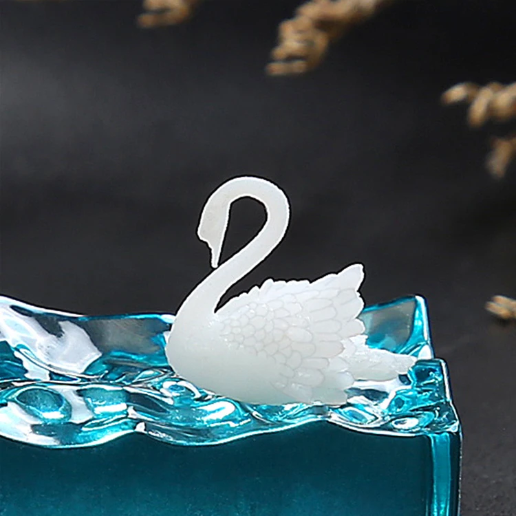 A42 3D cygnet hand DIY crystal drop glue mold accessories, 3D Swan fillings lake view Mini creative jewelry