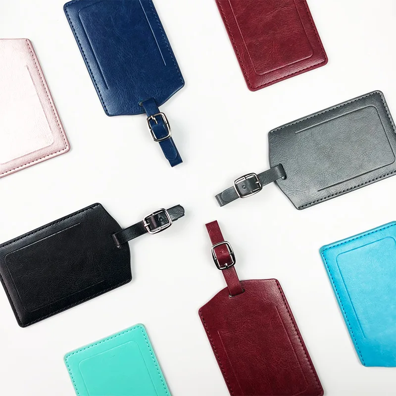Factory Wholesale custom logo luggage tags Personalized Soft PU Leather bulk travel luggage tags