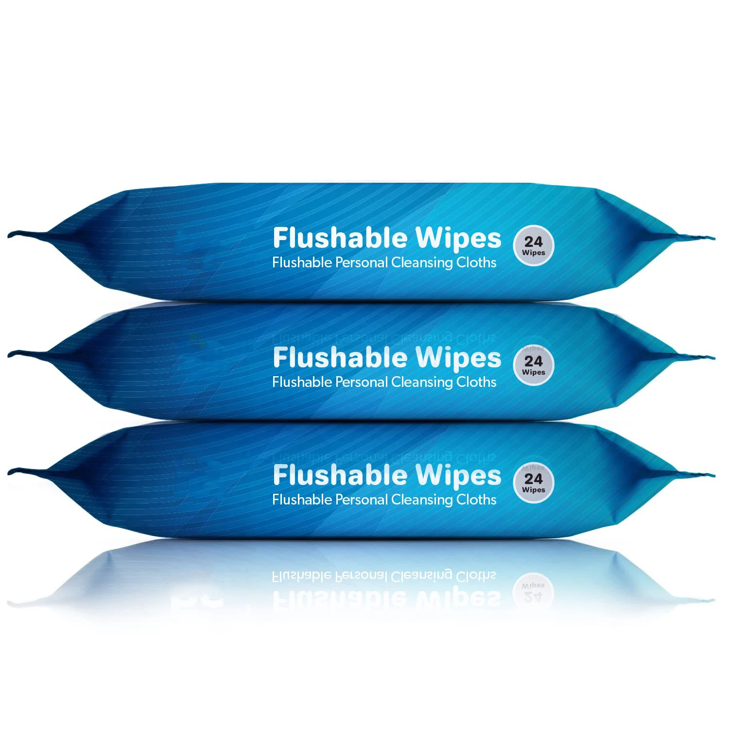 24 Wipes Natural Plant Based Anti-bacterial Single Flushable Wet Wipes For Sensitive Skin
