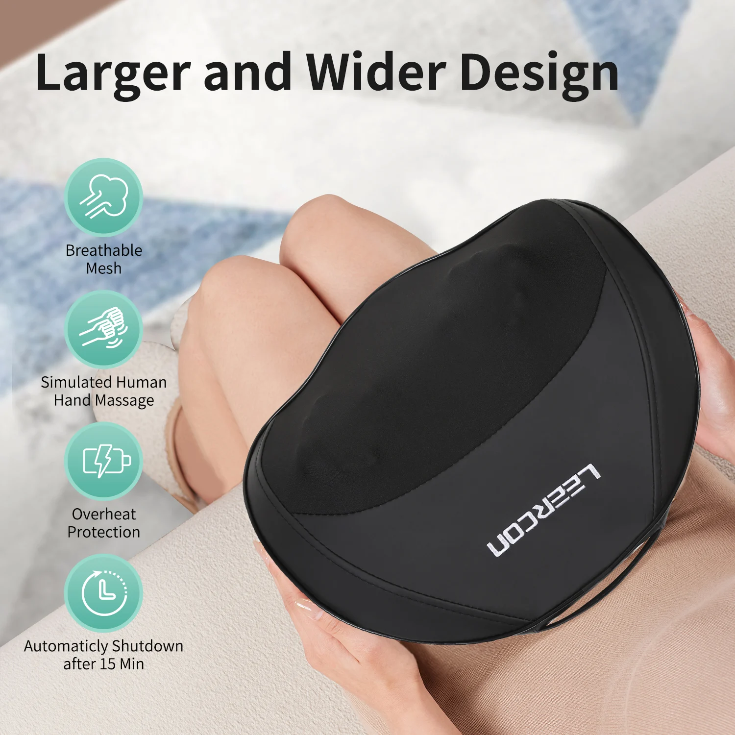 Leercon Shipping from USA Back Pain Relief Battery Powered Travel Acupressure Head Shoulder Back Neck Massage Pillow