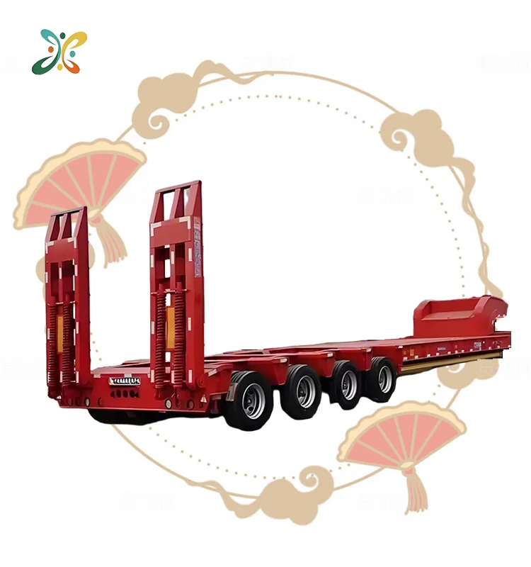 The New 6-Axis Low Bed Flat Semi-Trailer Loading100 Tons With Front 3 Axles Have Lifting Function Use To Kazakhstan