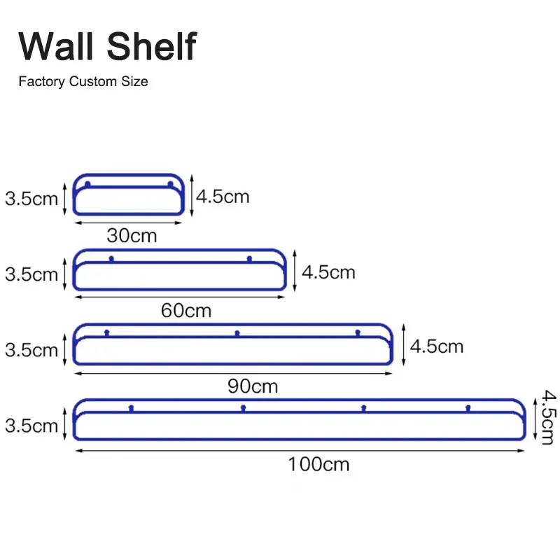 Factory Custom Size Style Color Acrylic Wall Shelf Transparent Perspex Wall Mounted Shelves for Storage and Display