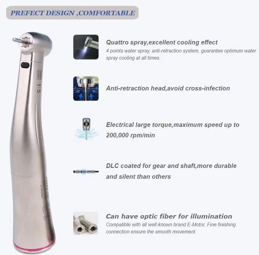 Factory surgical handpiece high/Low speed led handpiece dental handpiece 4 holes