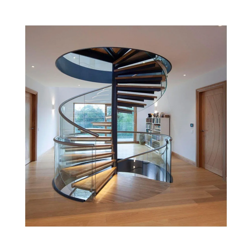 Spiral Staircase LED Light Sticker Wrought Iron Staircase Railing Used Spiral Granite Circular Modern Design Spiral Staircase