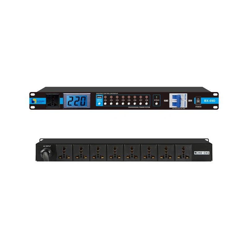 BX-09D Factory Wholesale 8+1 Channels Air Switch Professional Engineer Power Sequence Controller With LED Display
