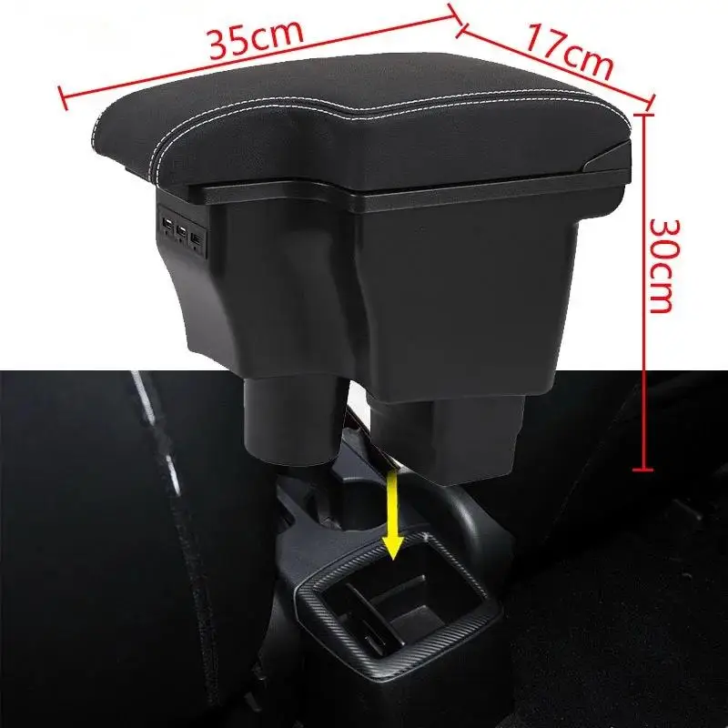 Armrest Usb Charging Heighten Double Layer Storage Box Central Store Content Arm Rest Car Accessories Abs For Nissan Juke