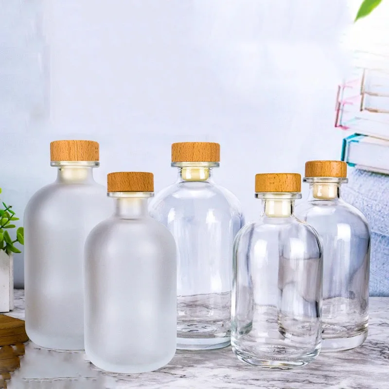 200ml Transparent Customized Cork Top Liquor Spirits Rum Vodka Whiskey Tequila Gin Oslo Glass Bottles