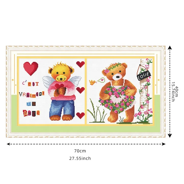 
Wholesale Two Bears Embroidery Beginner Kits Gold Autumn Painting Home Decoration Cross-stitch Kits 