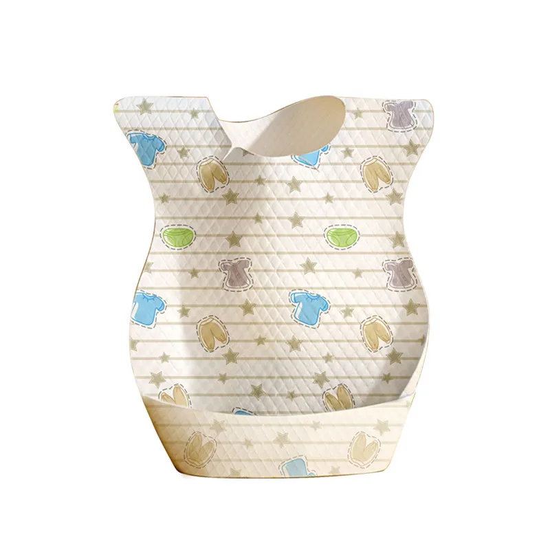 Cute baby Pocket Cartoon Print waterproof pocket bib Disposable 3D baby bib