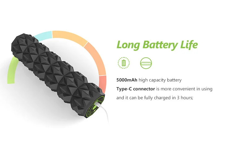 2023 New Electric Foam Roller Battery Foam Roller EVA material Fitness vibrating Foam Roller