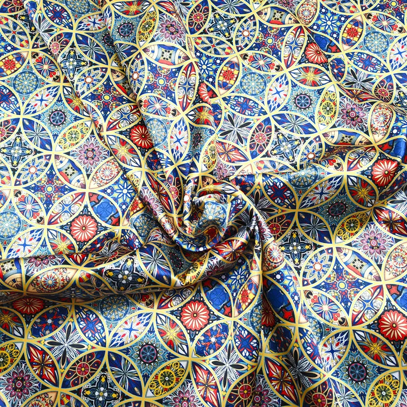 Factory Price Wholesale New Designs Silk Satin Fabric Digital Print Fabric For Lady Dress Lady Polyester Digital Printing Fabric