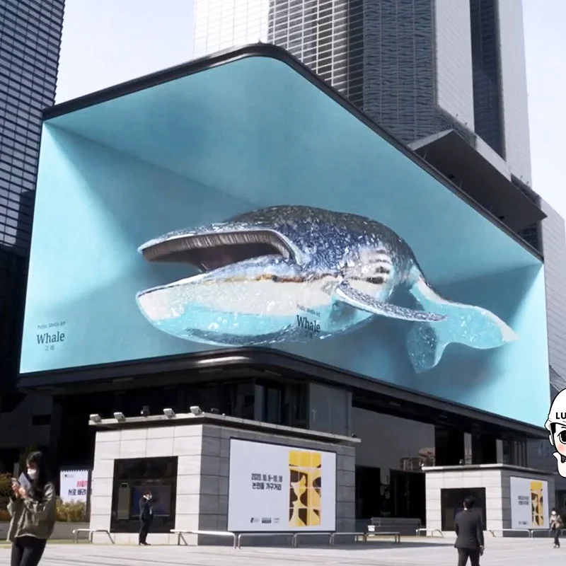 High Quality Outdoor Giant 3D Led Video Advertising Panel P4 P5 P6 P8 P10 HD Naked-Eye 3D LED Display Screen With Corner Design