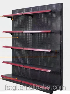 High Quality Multi Layer Shop Racks and Shelves  Perforated Hole Back Panel Cold Rolled Steel Wall Shelf for Supermarket