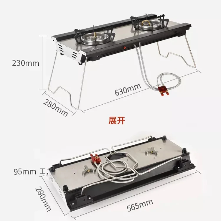 portable equipment gas cooking 2 burner assembly double burner camping stove