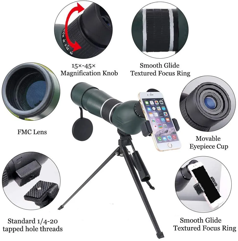 15-45x60 high-definition waterproof bird watching monocular telescope for star watching archery and landscape shooting bak4