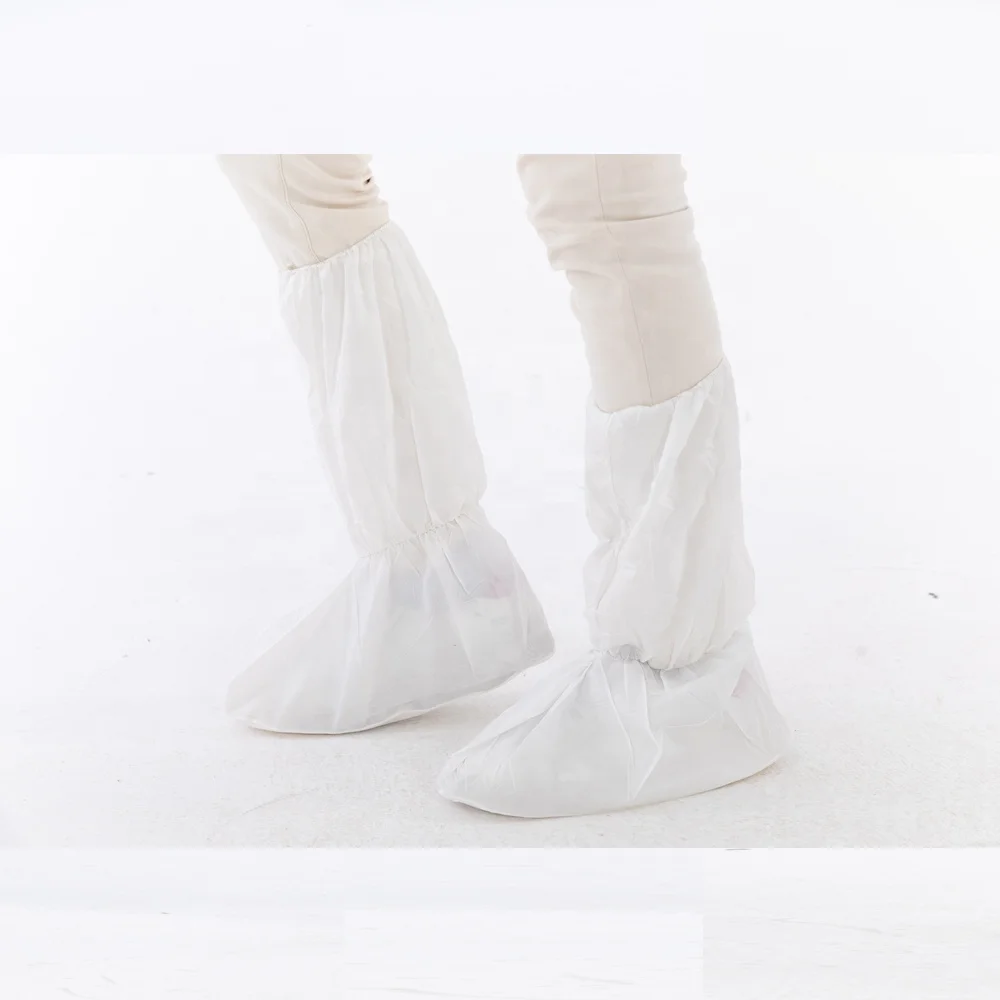 Нетканый белый одноразовый защитный чехол на крышку ботинка с подошвой из ПВХ