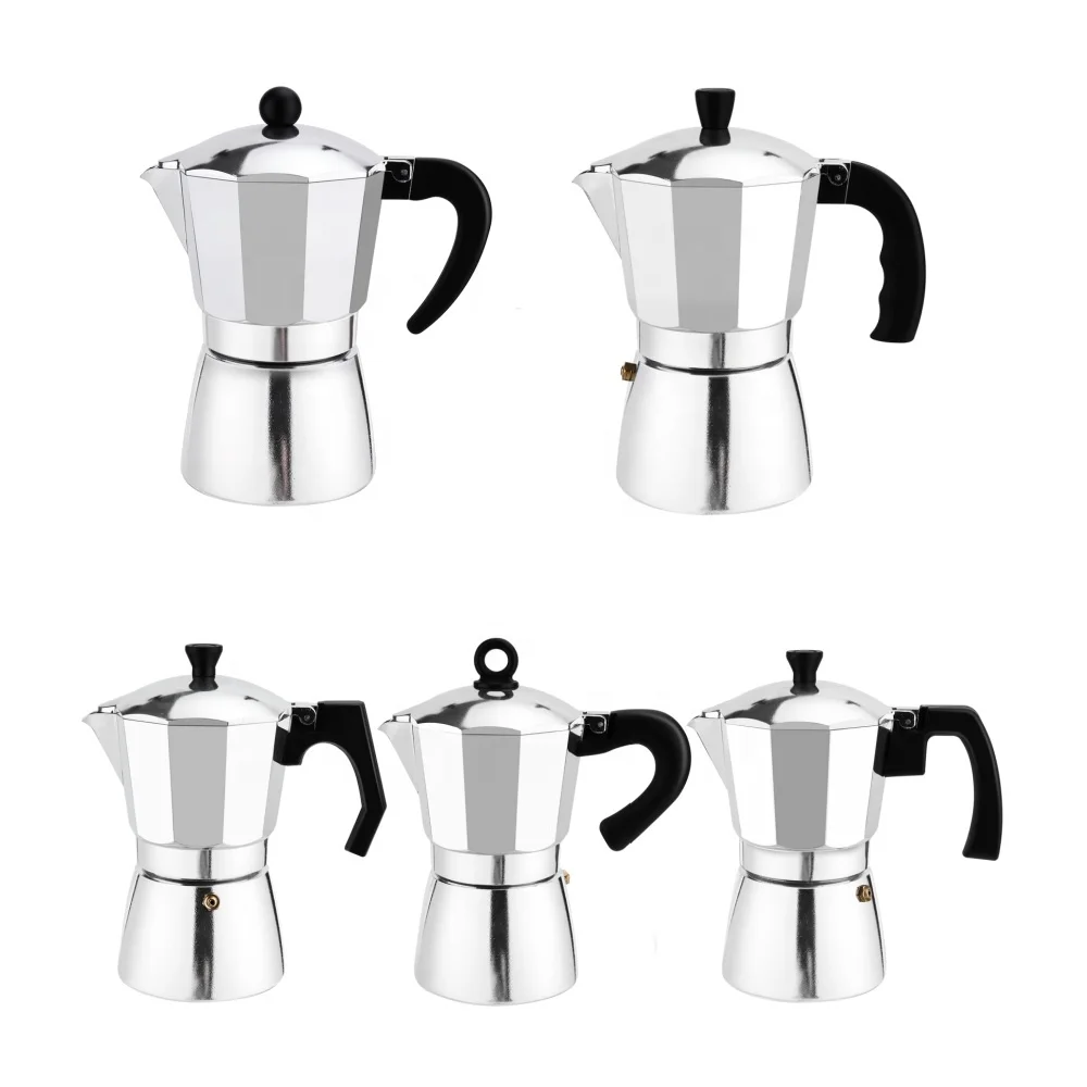 Custom Handle Stovetop Espresso Maker 3 Cups Moka Coffee Pot Italian Espresso for Gas or Electric Ceramic Stovetop