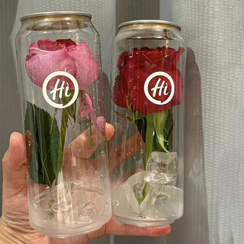 OEM Disposable 330ml 500ml 650ml Pull-Ring Plastic PET Bottles Jar Transparent PET Food Grade Plastic Beverage Cans With Lids