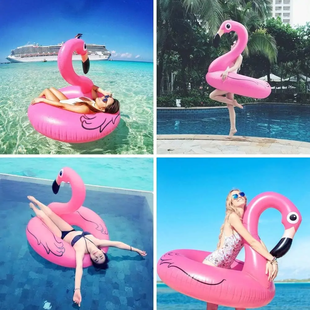 Inflatable Pool Toys Pink Flamingo Swimming Rubber Ring Lounge Swimming Pool Float Beach Raft great for both Adults and Kids