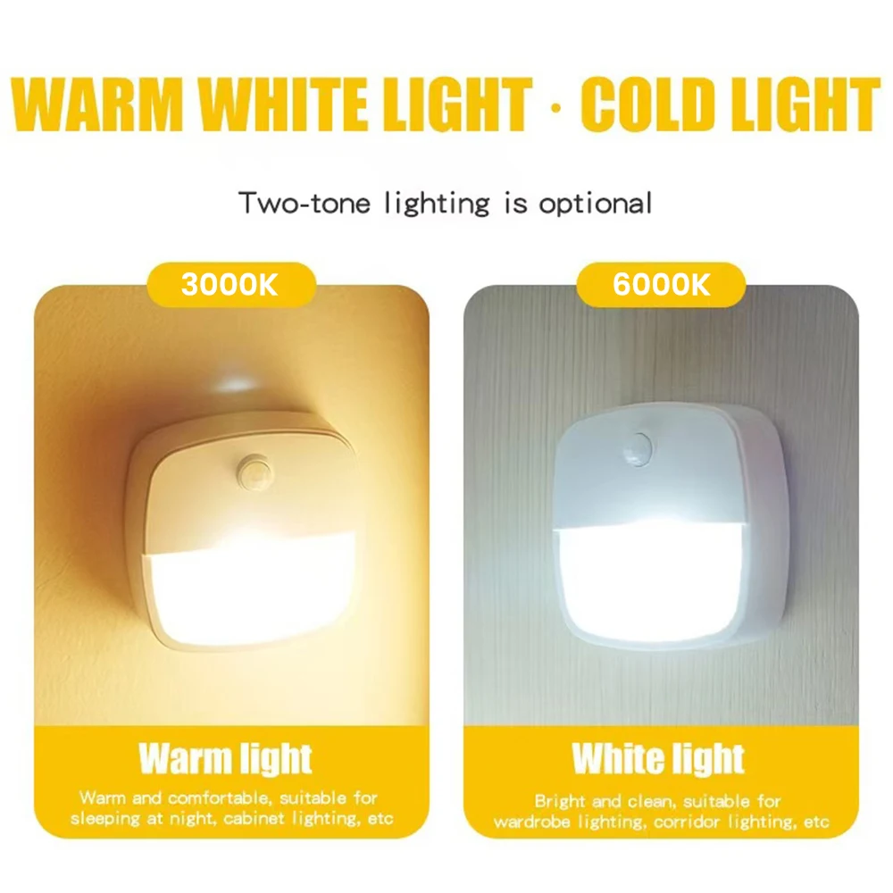 Christmas Gift Motion Sensor Light Indoor Led Night Light Stick On Nightlight Battery Operated Lights for Hallway Stair Bathroom